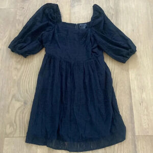 JOHNNY WAS ELLA EMBROIDERED SILK BLEND BLACK MINI DRESS SIZE L